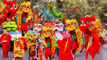 Múa Lân Hay Nhất 2025 diễu hành Lân Sư Rồng Cộ Bà Thiên Hậu Thành Phố Mới Bình Dương