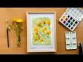 Beautiful daisies flowers shining- Watercolor Technique Tutorial– Brush Painting