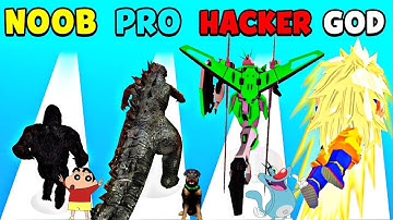 NOOB vs PRO vs HACKER In Kaiju Run With SHINCHAN Oggy And CHOP #noob #pro #hacker #oggy #chop