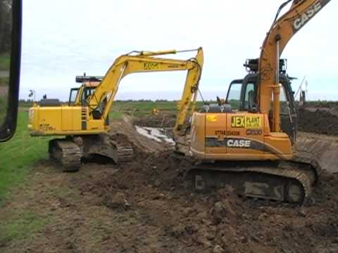 Jex Plant diggers working in unison in the Norfolk Broads. See our website for more http:/www.jexplantukltd.co.uk