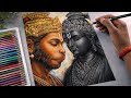 Ram And Hanuman Ji Drawing, How To Draw Hanuman And Ram 😍