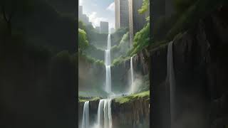 The View of The Waterfall and its Sound in The Middle of The City Makes The Heart Feel Peaceful