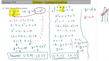 Math 137 Section 10.8 Solving Nonlinear Systems