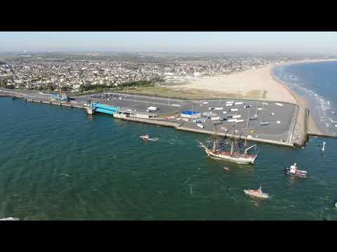 TRAVEL French frigate Hermione, Ouistreham, France - Drone 4K