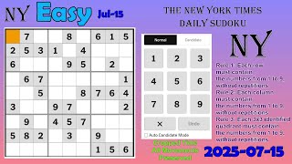The New York Times Daily Sudoku 2025-07-15 Easy