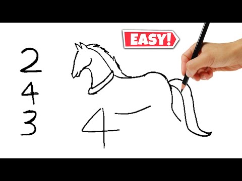 Horse Drawing from 243 Number // Easy Horse Drawing // Number Turns into Drawing