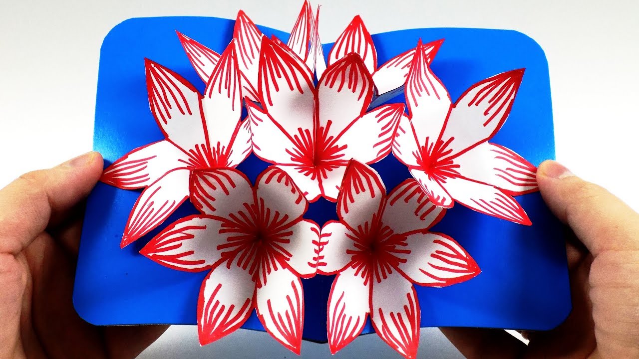 How to make a flower pop up card - YouTube