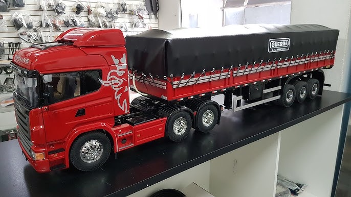 Caminhão de controle remoto Scania streamline e Scania Highline tamiya  caçamba e suspensão a ar 