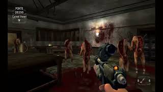 Timesplitters: Future Perfect - Rare or Well Done - Gold
Strategy: Unlike the other two zombie survival challenges, getting hit doesnt affect the Perfect Bonus score at the end of each wave. Its focused more on how quickly you manage to complete the wave. Run around the room and gather them in the middle as much as possible, while watching the carcasses that crawl out of the ground, as you cant go through them and they can pin you down really good. Im not a fan of this challenge at all. Just shoot as much as you can into the hoard and hope they explode each other.
All Rights Reserved to Microsoft & Free Radical Design
Game: Timesplitters: Future Perfect (2005) Timesplitters: Future Perfect - Rare or Well Done - Gold