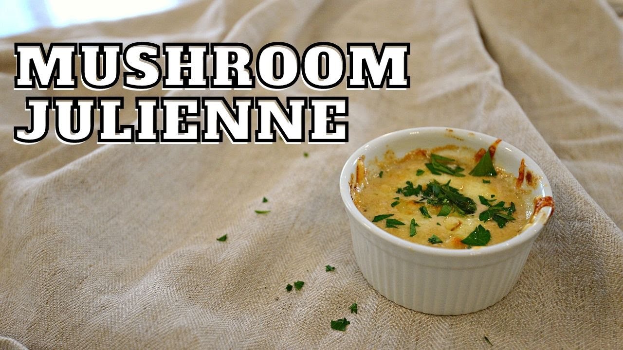 Mushrooms in creamy cheesy sauce Russian Mushroom Julienne Cooking