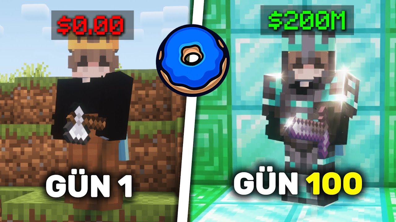Donut SMP 100 Gün Hayatta Kalmak Minecraft En Zor Sunucusu! - DonutSMP (Zero to Hero)