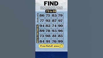 Find the 3 missing numbers (41),  73 to 99, #dementia test, #prevent dementia, number quiz, puzzle