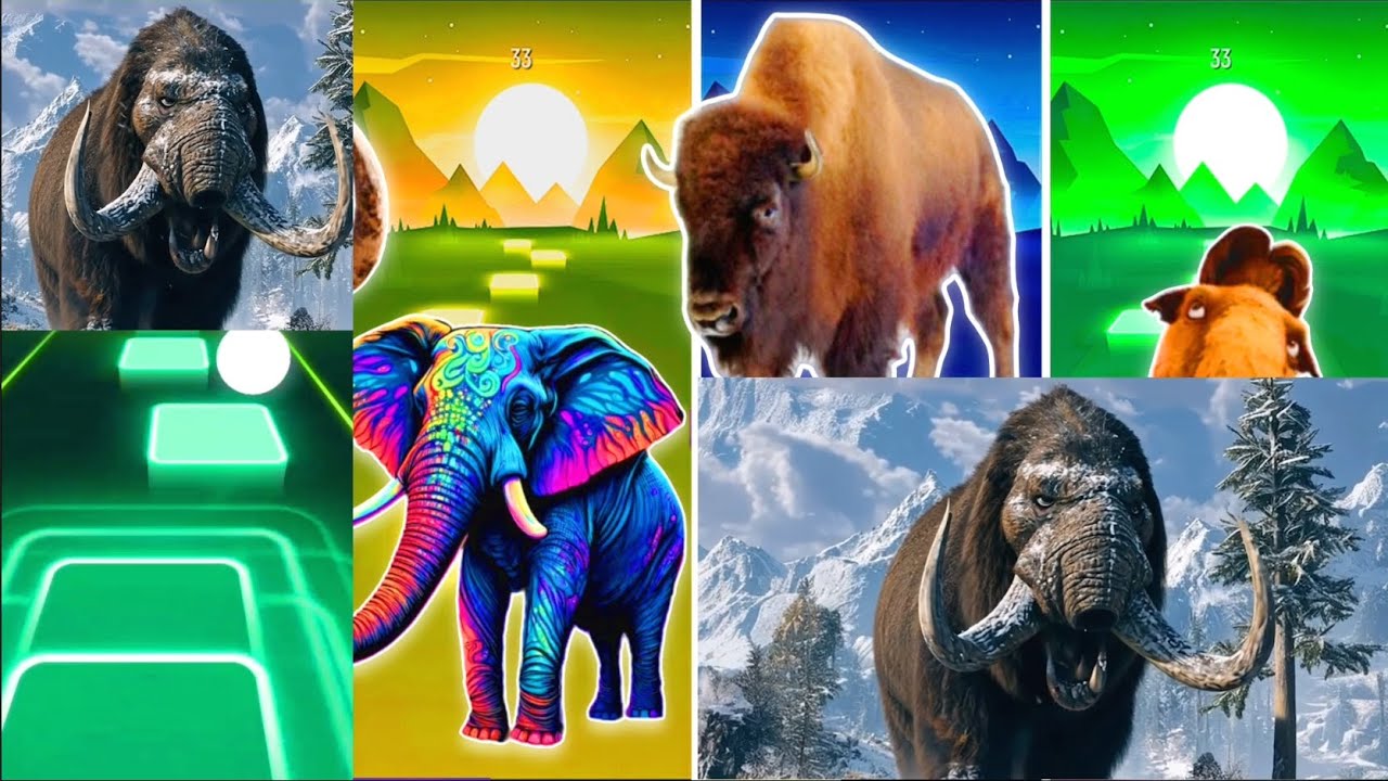 Tiles Hop - Mammoth 🆚 Magic Elephant 🆚 Buffalo 🆚 Elephant 🎶 Tiles Hop EDM Rush