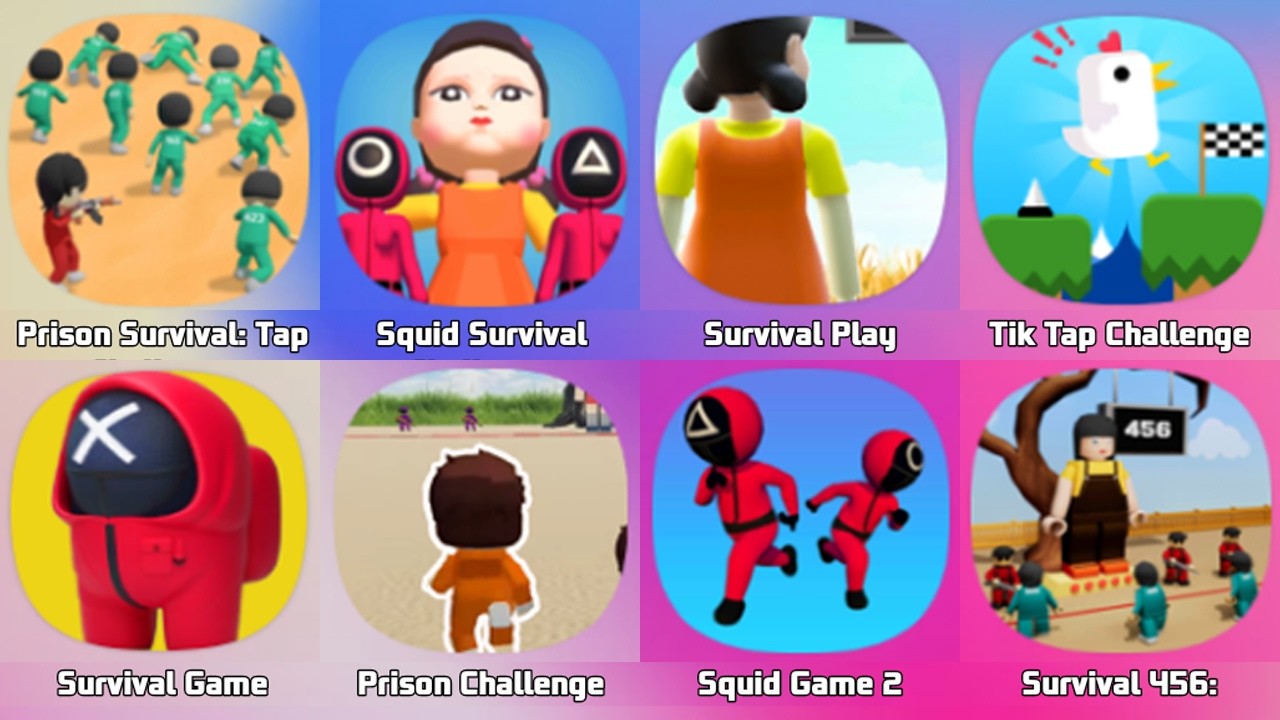 Prison Challenge Run Survival, 456 Squid Game, Tap Challenge, Survival Squid Survival Games