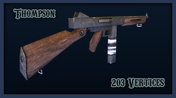 Low Poly Weapon Modelling (Thompson) - Blender [Timelapse]