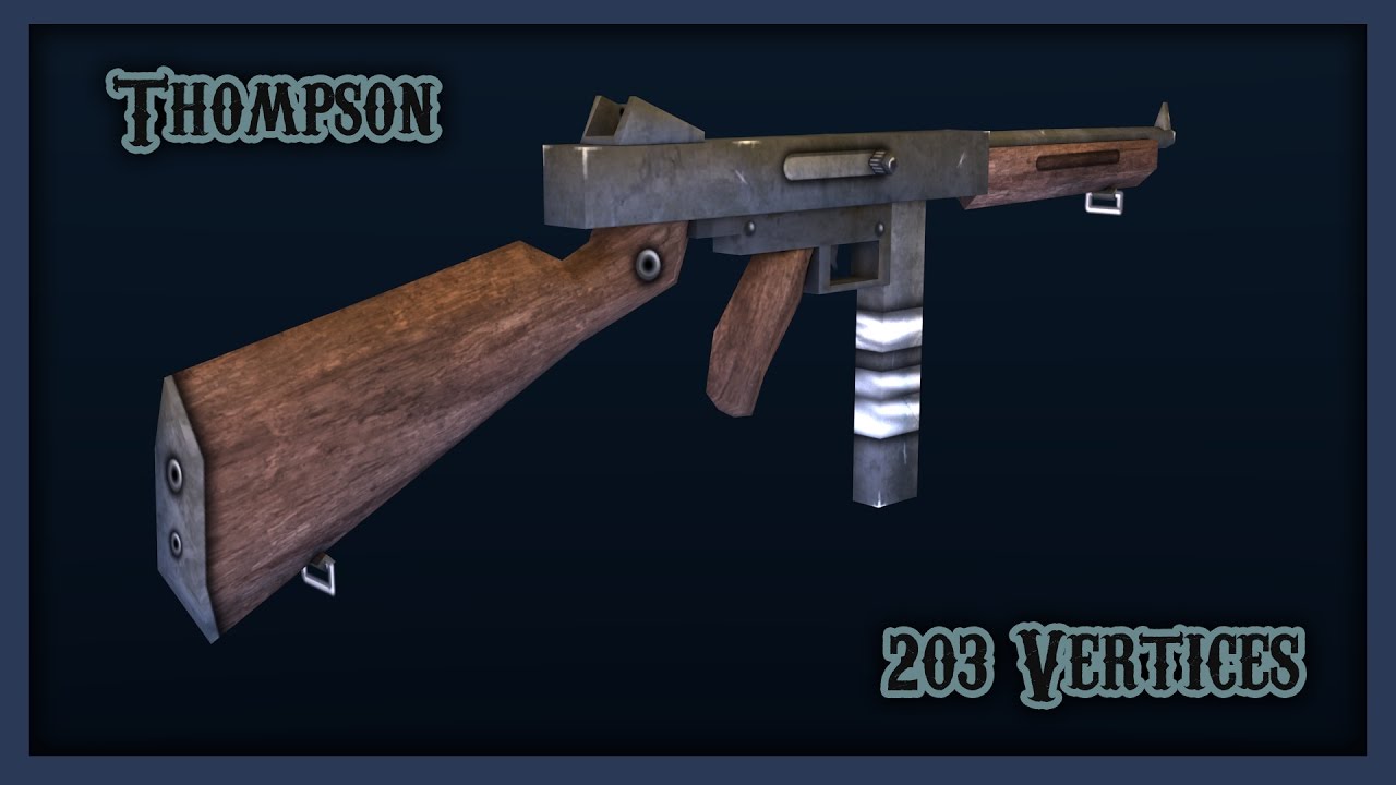 Low Poly Weapon Modelling (Thompson) - Blender [Timelapse]