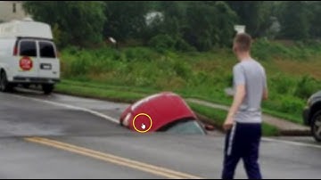 Large Sinkhole Opens Up and Swallows Car In Virginia