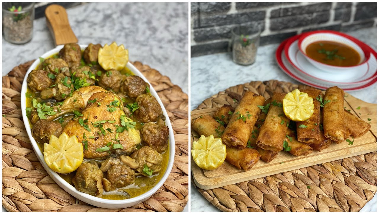 طاجين كفتة يجي طري زبدة 🤤مع بوراك بحشو الدجاج لي يجي مشمخ و خطير فالبنك😍