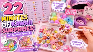 🌈 22 Minutes of Kawaii Blind Bag Scoops 🎀 No Talking ASMR | Gacha Capsules, Stationery & Cute Haul