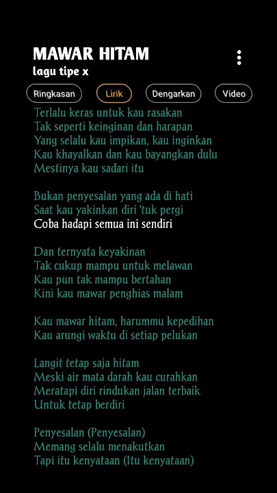 Lirik lagu mawar hitam - tipe- X