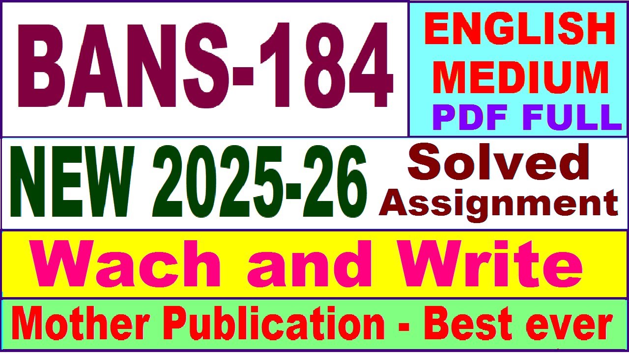 BANS 184 solved assignment 2025-26 in English || bans 184 solved assignment 2026 || ignou bans184