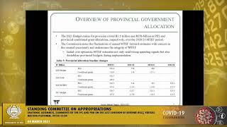 Details Standing Committee on Appropriations, 09 March 2021 Update