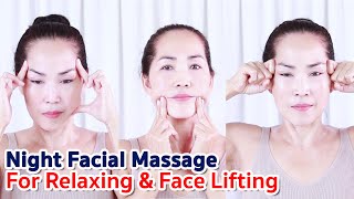 Night Facial Massage For Relaxing & Face Lifting | NO TALKING | Facial Massage