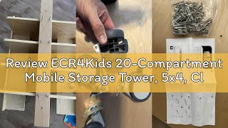 Review ECR4Kids 20-Compartment Mobile Storage Tower, 5x4, Classroom Furniture, White Wash