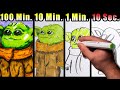 Time Challenge - BABY YODA Drawing100 Minutes || 10 Minutes || 1 Minute || 10 Seconds