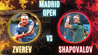 Alexander Zverev vs Denis Shapovalov · Madrid Open Round of 32 · LIVE TENNIS WATCHALONG