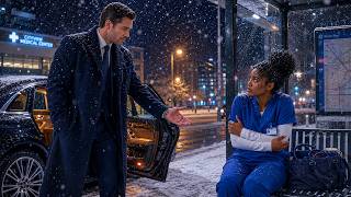 “You’re Coming With Me”—Billionaire Found a Black Nurse Freezing at a Bus Stop