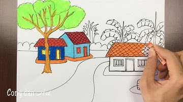 Vẽ tranh phong cảnh /quê hương của em / Draw your landscapes / hometown / Cong dan art #93
