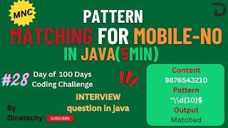 Regex Patter for Mobile Number in தமிழ் | Java | Explained | DinaTechy #java #regex