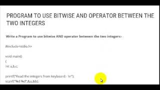 PROGRAM TO USE BITWISE AND OPERATOR BETWEEN THE TWO INTEGERS
