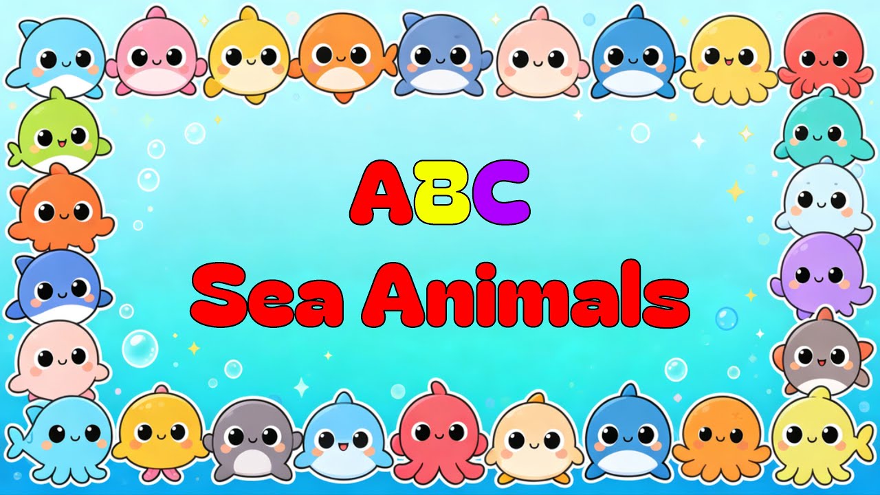 ABC Sea Animal Sounds Song | Nursery Rhyme + more | Colorful learning song for kids