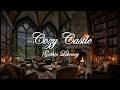 Cozy Castle Library Ambience | Fireplace, Rainstorm &amp; Candlelight