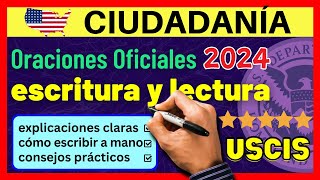 EXAMEN  DE LECTURA Y ESCRITURA  para la ciudadanía 2024: FRASES OFICIALES en Inglés y Español