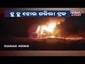 Truck Burns to Ashes in Open Ground in Jharsuguda