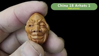 Video recording of the whole process of carving china 18 arhats on one side of olive nucleus (2)