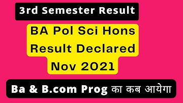Sol 3rd Semester Result Declared Nov 2021 | BA Pol Sci Hons 3rd Sem Result Declared | Sarkari Result