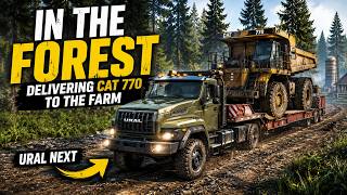 In The Forest | Delivering CAT 770 To The Farm | Ural NEXT