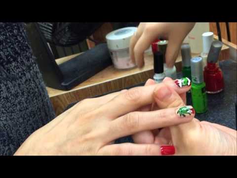 How to Do Acrylic Christmas Nail Designs - YouTube