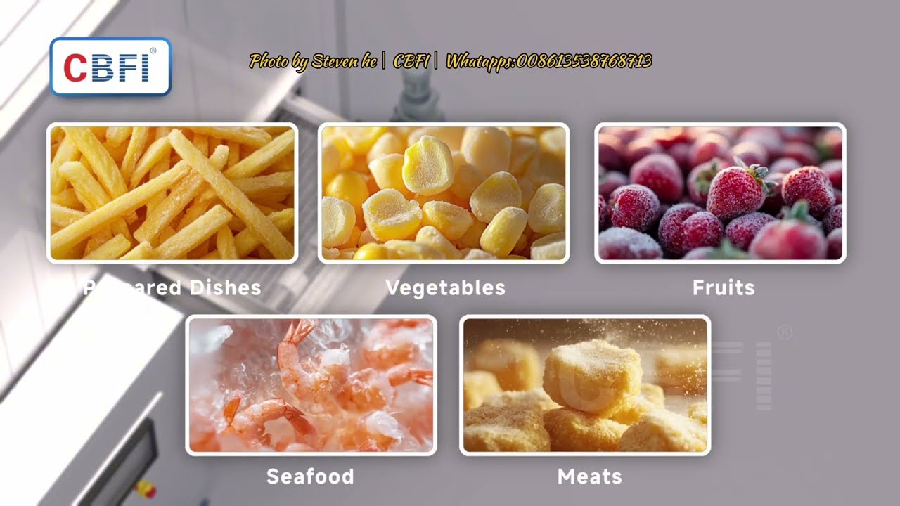 CBFI fluidized quick freezer working method demo in 3D