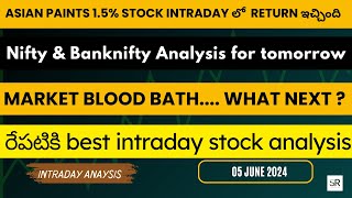Nifty & Banknifty Analysis | Intraday Stock Analysis for Tomorrow | 05 June 2024 #srtradingway