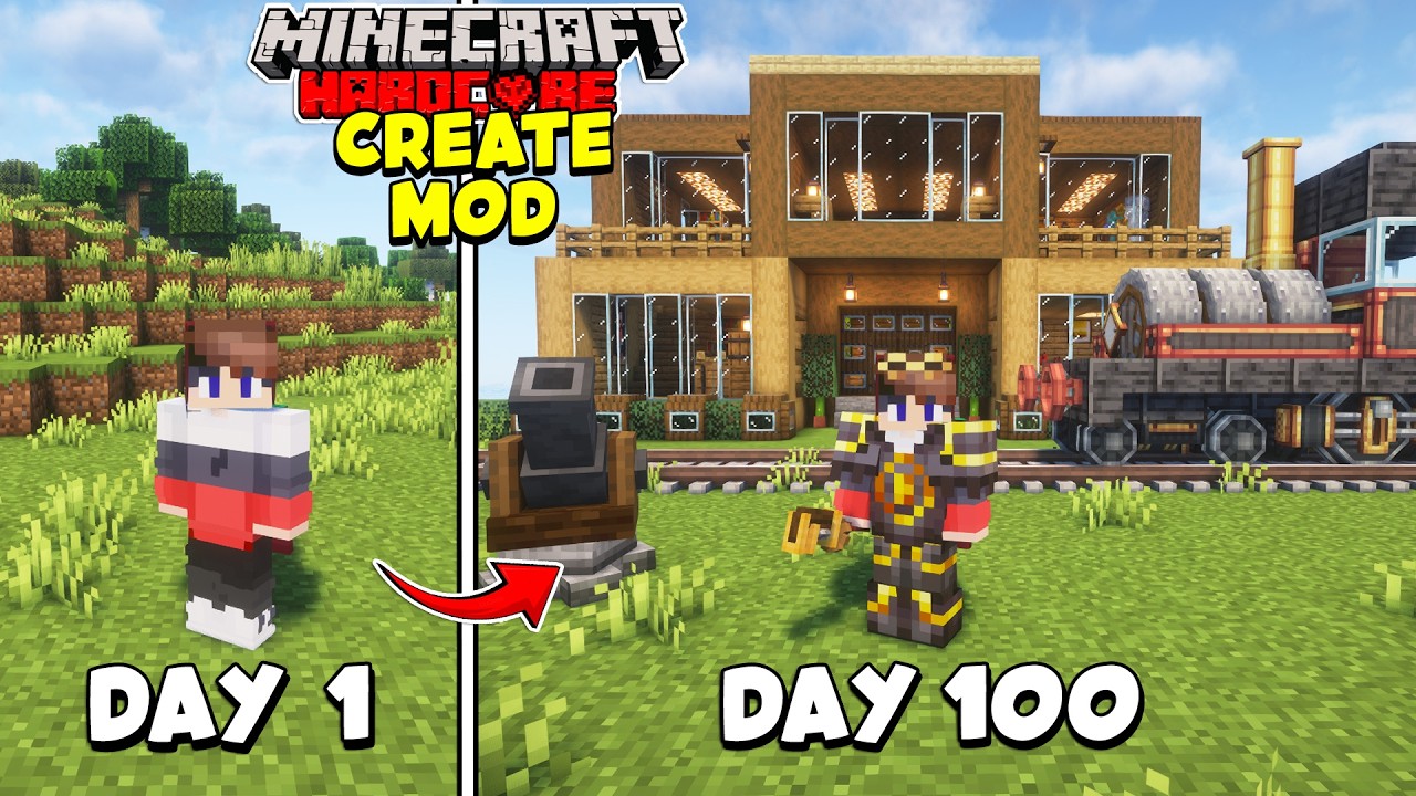 I Survived 100 Days in CREATE MOD in Minecraft Hardcore (HINDI) - YouTube