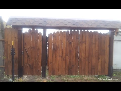 Деревянные распашные ворота со сроком службы 50 лет, изготовление своими руками ворот с калиткой