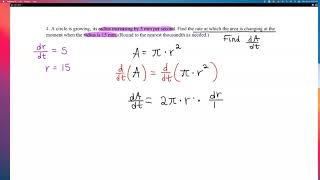 MTH 261 Section 3.9 Related Rates #4
