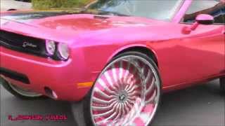 Chrome Pink Wrapped Dodge Challenger On 32 Inch Forgiato Magro-L