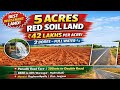🔥 5 Acres Red Soil Land for Sale | ₹42 Lakhs/Acre | 2 Borewells 💦 |Raghunathpally, Jangaon