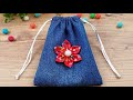 How to make a coin pouch by cutting a small piece of fabric from an old denim pant?